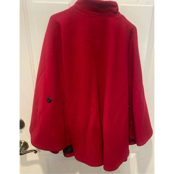 Vintage Pendleton Red Virgin Wool Women’s Cape Coat Sz Small Black Buttons - Picture 5 of 13